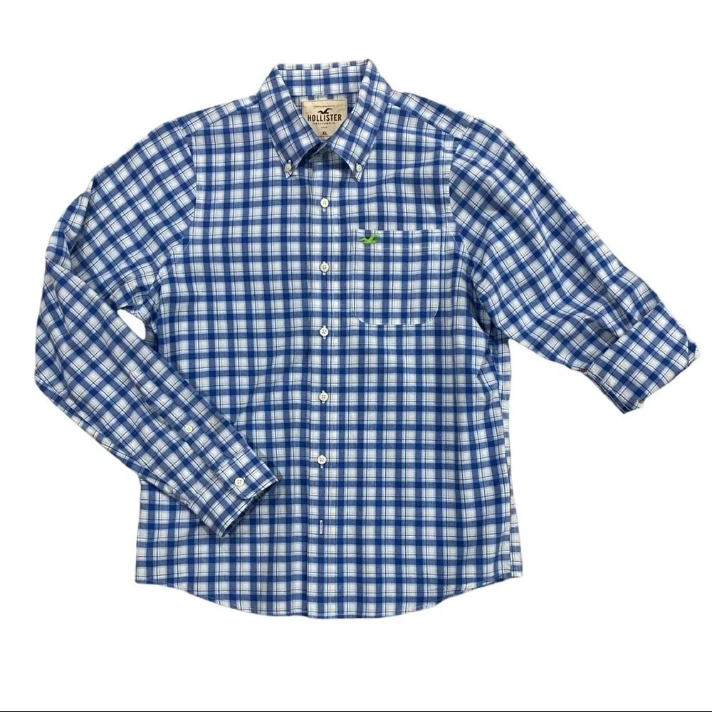 HOLLISTER Cotton Plaid Button Down, Size XL